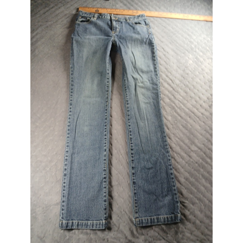 Vintage Columbia Blues Distressed Jeans Womens Size 8 Long Low Rise Y2K 2007